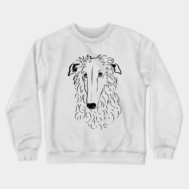 Borzoi (Black and White) Crewneck Sweatshirt by illucalliart